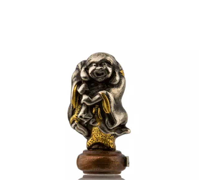 An Edo-Meiji Era Mixed Metal Signed Japanese Ojime Bead Of Daruma