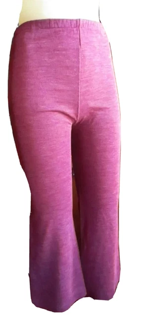 GIRLS Sz 10 true 23x23 Vtg 70s BELLBOTTOM HEATHERED PURPLE ACRYLIC KNIT PANTS
