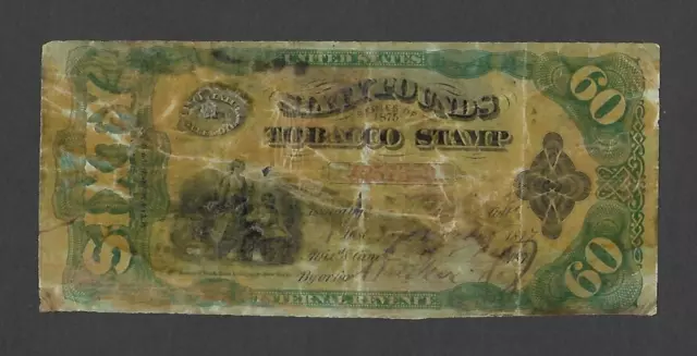 U.s. 1875 Revenue Tax Paid Stamp For 60 Pounds Tobacco, Springer Cat. # Tf128B