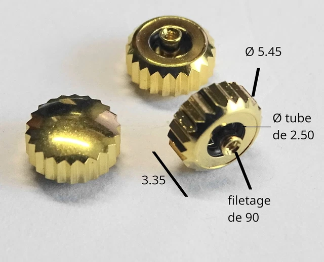 COURONNE REMONTOR OMEGA PLAQUEE OR JAUNE CROWN DAMÈTRE 6 mm TGE 1,2