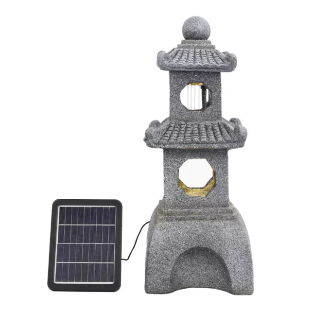 Solar Powered Natural Slate Garden Water Feature Outdoor LED Fountain Waterfall