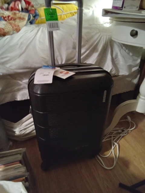 American Tourister Luggage Wheels Travel Bag Black Carry On Spinster Vintage