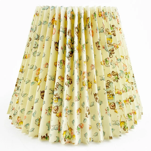 Vintage Nursery Pleated Lamp Shade Baby Farm Animals Rabbit Mouse Squirrel 9"