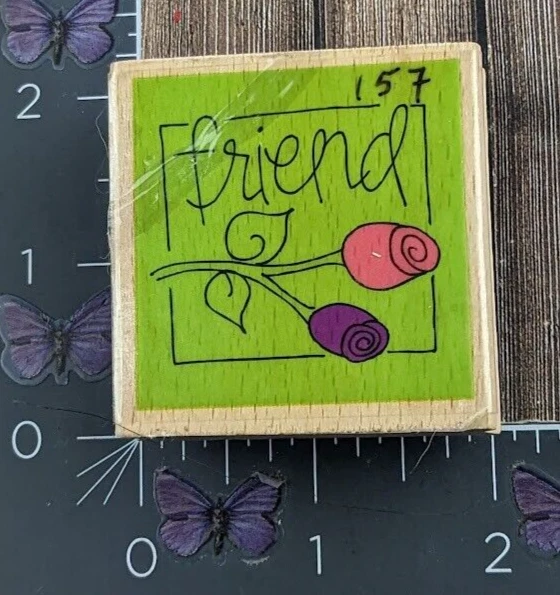 Studio G Kolette Hall Friend Roses Square Rubber Stamp 2007 Wood #AD32