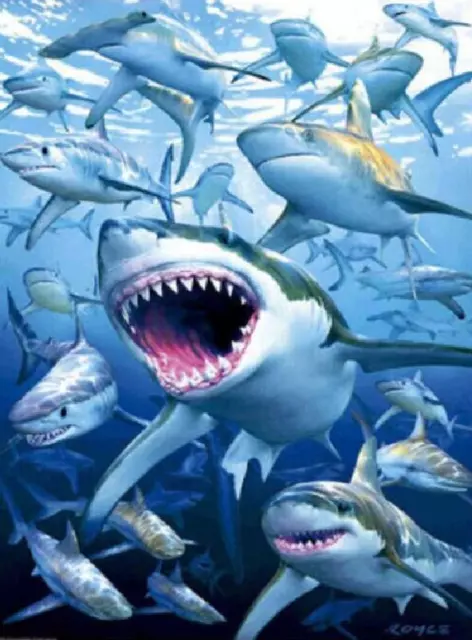 5D DIY Diamond Painting cross stitch kit Full Round drill Diamond painting shark