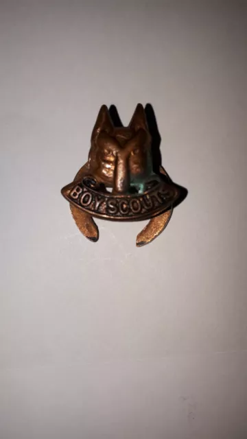 Vintage Boy Scout Wolf Head Lapel Badge
