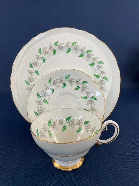 CROWN STAFFORDSHIRE fine bone china luncheon set cup, saucer & plate c.1930s G