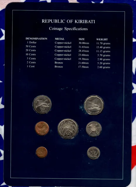 Coin Sets of All Nations Kiribati All 1979 UNC $1,50,20,10,5,2,1 cents 21JA86 2