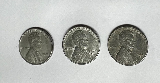 STEEL LINCOLN WHEAT CENT PENNY ROLL (50 coins) - 1943 P, D, & S