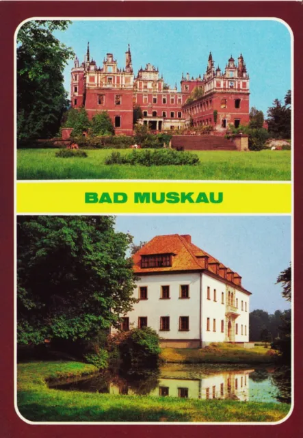 06-C144 Ansichtskarte Bad Muskau Schloßruine-Altes Schloß Görlitz Lausitz DDR