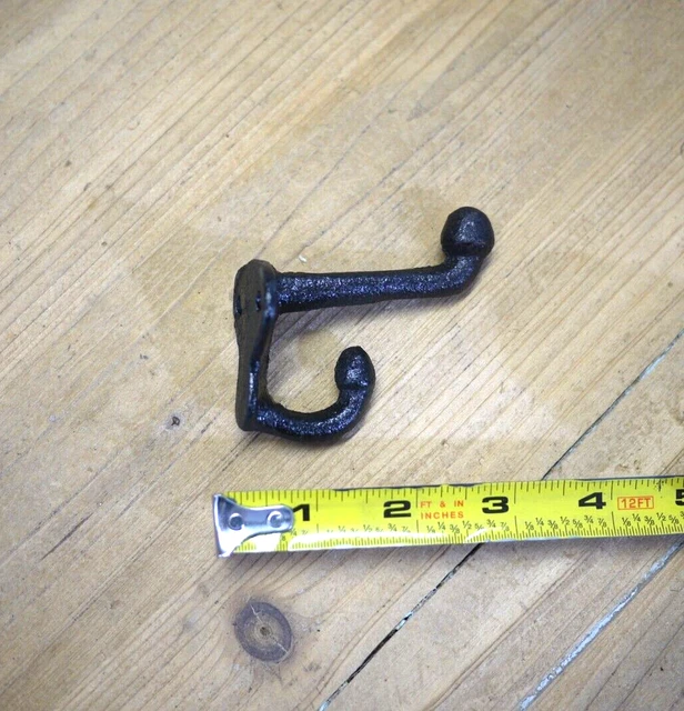 5 Cast Iron Black School Style Coat Hooks Hat Hook Rack Hall Tree Hardware 2