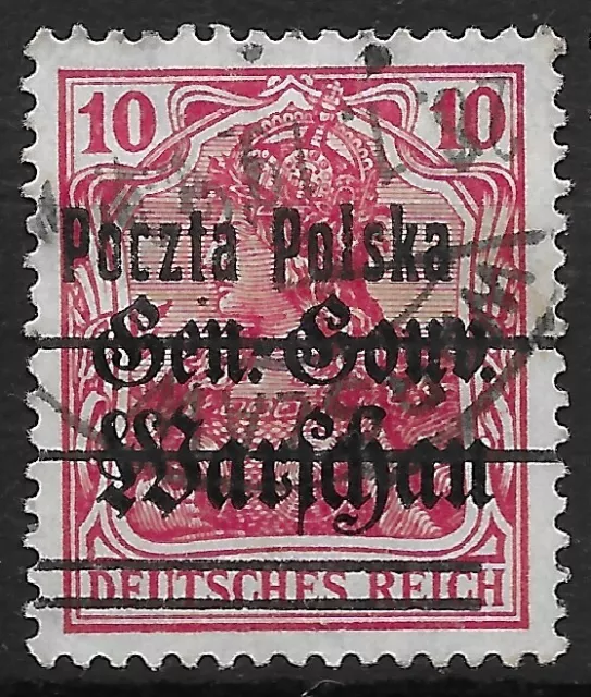 WWI 1918 POLAND🔥 LOCAL WARSAW ISSUES SC#19 OVPRT "Poczta Polska" used VF