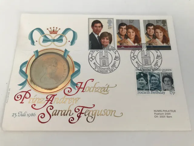 1986 Coin Cover Prince Andrew Sarah Ferguson Marriage 23rd July 1981