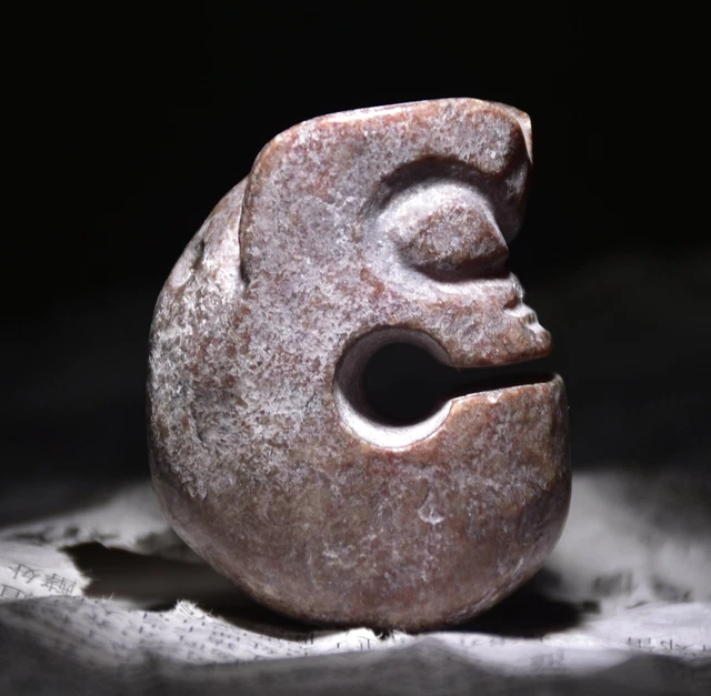 2" Old Chinese Hongshan Culture Jade Carved Pig Dragon Statue Pendant 10