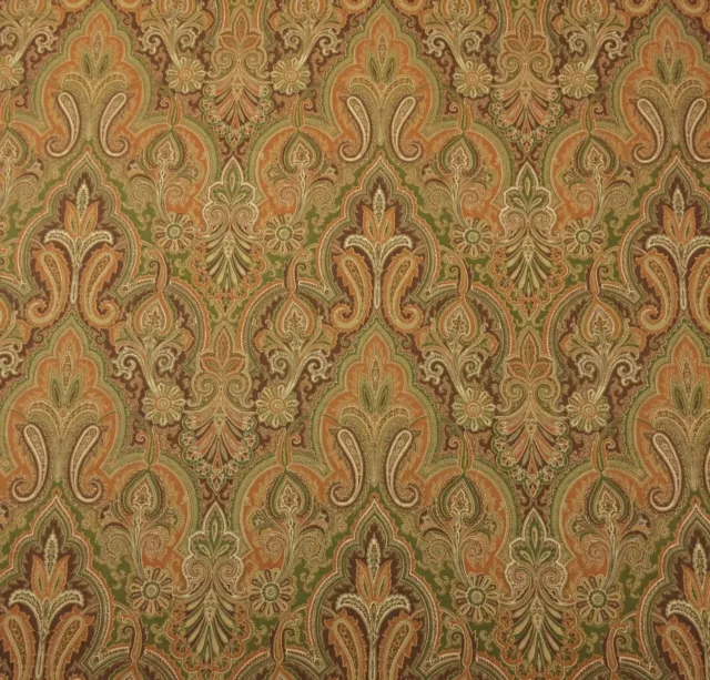 P Kaufmann  Trophy Room Heritage Brown D4179 Damask Paisley Fabric By Yard 54"W