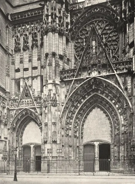 AUBE. Troyes- Portail de la cathédrale 1906 old antique vintage print picture