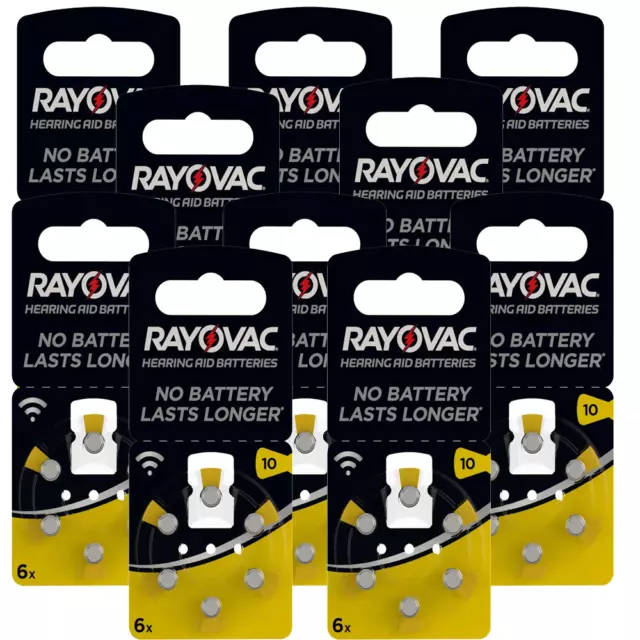 10 x 6  ( 60 ) Rayovac Hearing Aid Batteries Size 10 für Hörgeräte