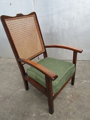 Antique Victorian Caned Backed And Cushioned Seating Chair 4
