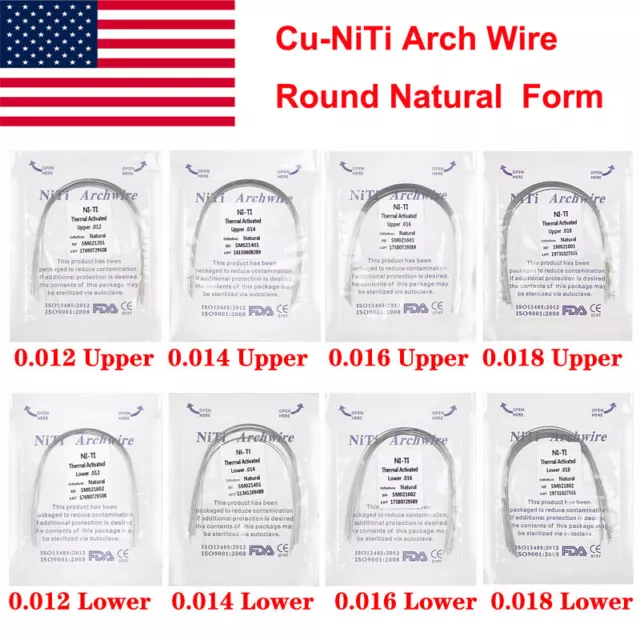 10× Dental Orthodontic Heat Thermal Activated Niti Round Arch Wire Natural Form