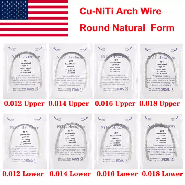 10* Dental Orthodontic Heat Thermal Activated Niti Round Arch Wire Natural Form