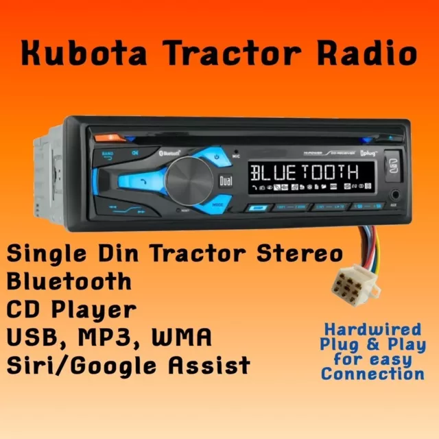 Direct Plug & Play Kubota M100GX, M110GX Tractor Radio AM FM CD Bluetooth