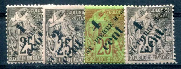 ST PIERRE et MIQUELON 1891 Yvert 37,40-42 * WERTE 65€(F1431