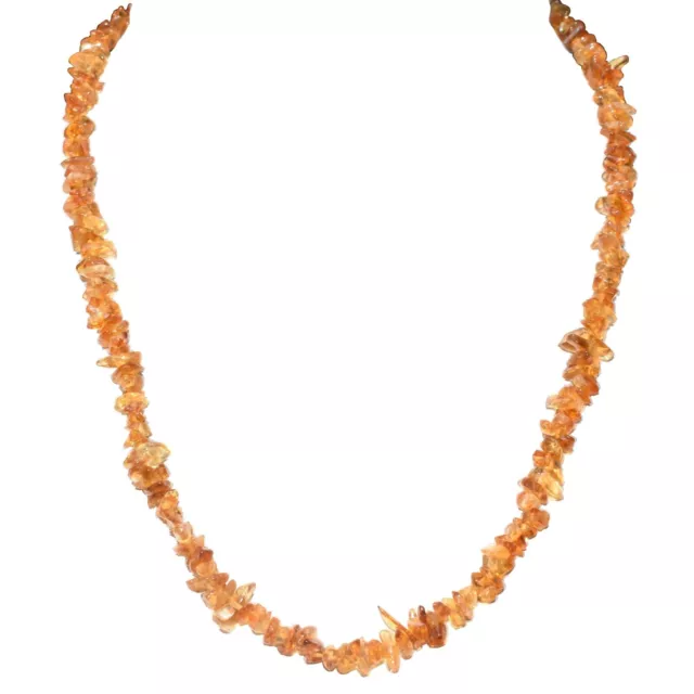 CHARGED Citrine Crystal Chip 18" Necklace Polished ENERGY REIKI