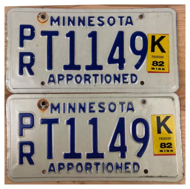 Minnesota 1982 APPORTIONED TRUCK License Plate Pair P/R T1149!