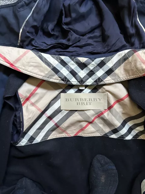 Burberry Brit Hooded Rain Coat w/ Removable Warm Liner Navy Blue $895 Size 10 3