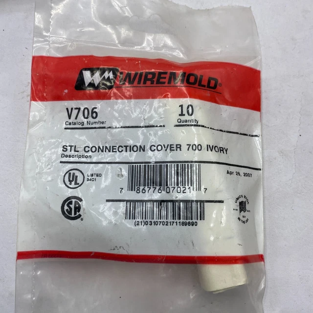 Wiremold V706 Steel Connection Cover 700 Ivory ( 2 Bags Of 10)