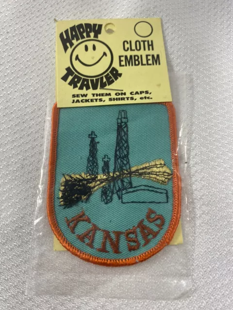 Parche de hierro bordado eléctrico de colección Happy Traveller - Kansas Power - Nuevo en paquete