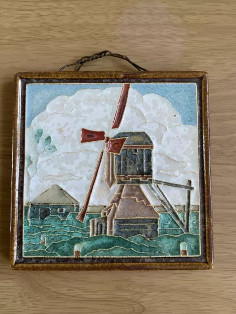 Vintage Royal Delft Porceleyen Fles Cloisonne Tile -  Windmill - 100% To Charity