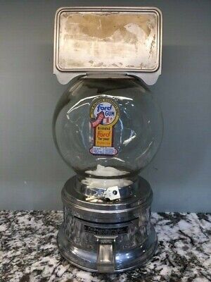Antique Penny 1c Ford Gum Gumball Machine Glass Globe with Original Lock & key