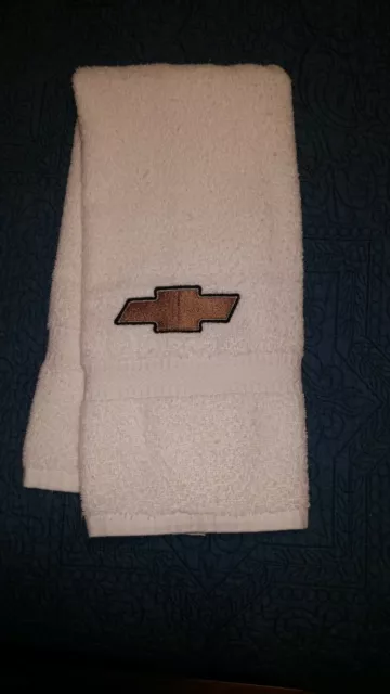 Chevy "BOWTIE" logo / emblem  embroidered on terrycloth hand towel 2