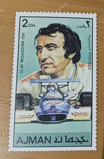 CLAY RIGAZZONI - 1971 Famous Racing Drivers Ajman 2DH Stamp $3.00 ...