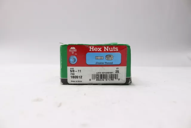 (25-Pk) The Hillman Group Hex Nut Zinc Steel Finish Grade 5 5/8" x 11" 160512