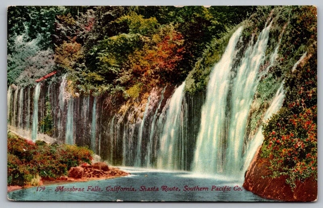 Mossbrae Falls California Shasta Route Southern Pacific Co Waterfall Postcard