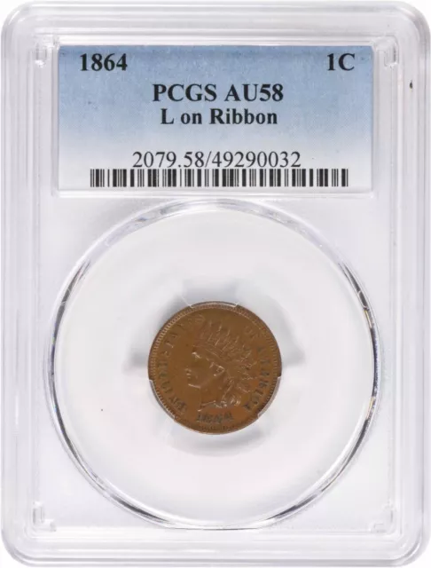 1864 Indian Cent L on Ribbon AU58 PCGS