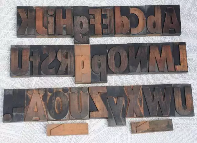 A-Z Mix 90 mm Alphabet Holzlettern Plakatschrift Lettern Holzbuchstaben Vintage