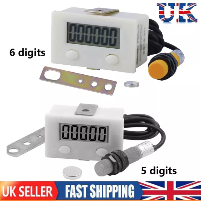 5/6 Digit Electronic LCD Punch Counter Magnetic Inductive Proximity Switches UK