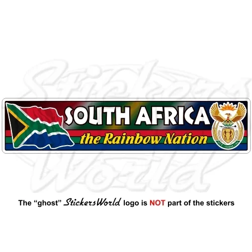 SOUTH AFRICA Flag-Coat of Arms The Rainbow Nation S.AFRICAN Bumper Sticker Decal