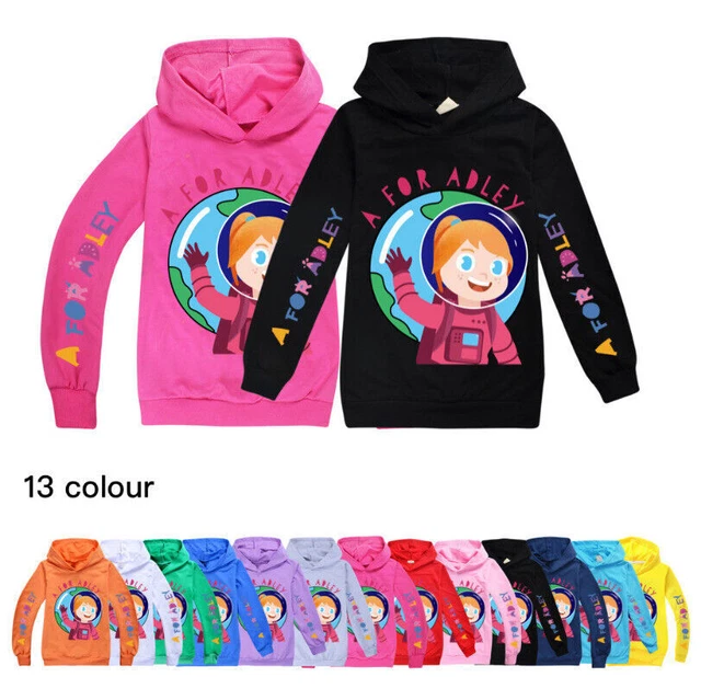 A for Adley Youtuber Kids Hoodie Hooded Top + Pants Outfits Sweatshirt Top Gift