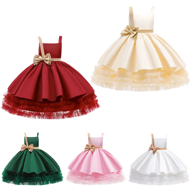 Baby Flower Girls Bowknot Tutu Dress Princess Wedding Birthday Party Tulle Gown