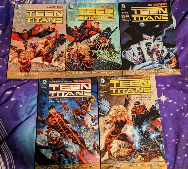 Lot of 5 Teen Titans (New 52) Trade Paperbacks (Trial of Kid Flash) (Lobdell)