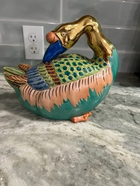 Vintage Andrea By Sadek Porcelain Clay Kutani Duck Sculpture Made In JapanSigned