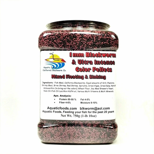1 mm California Blackworm & Intense Coloring Pellet Mix, Floating & Sinking
