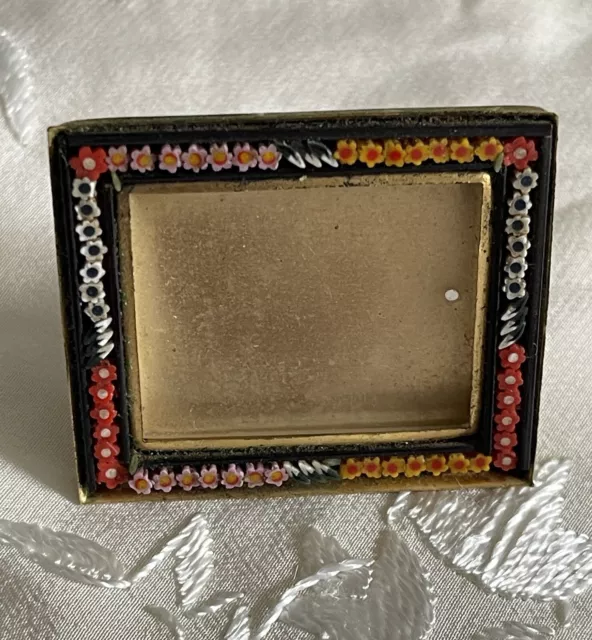 Antique  Vintage Micro Mosaic Mini Flowers Floral  Picture Frame