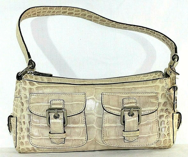 Dooney & Bourke Croc Leather Embossed Nile Collection Ivory Satchel Shoulder Bag
