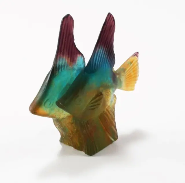 Daum Tropical Fish Couple Pate-De-Verre Glass Crystal Figurine Paperweight
