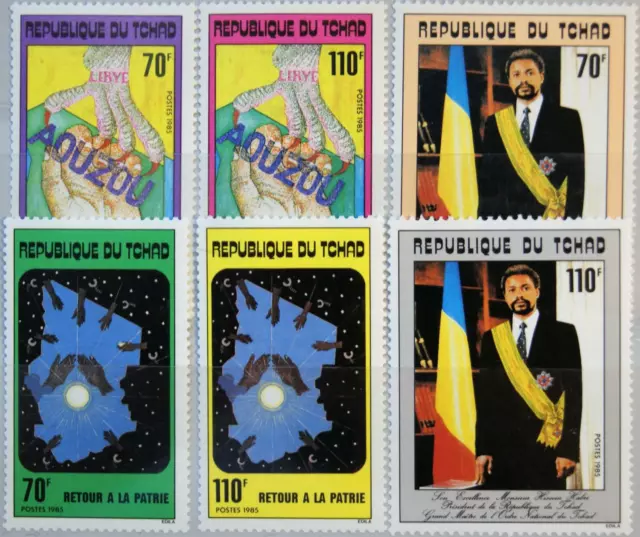 CHAD TSCHAD 1985 1110-15 Tag Republik Republic Day Karte Map Präsident Habré MNH